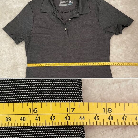 Cutter & Buck Womens Sz M Polo Shirt Gray Striped Moisture Wicking Top - Picture 9 of 9